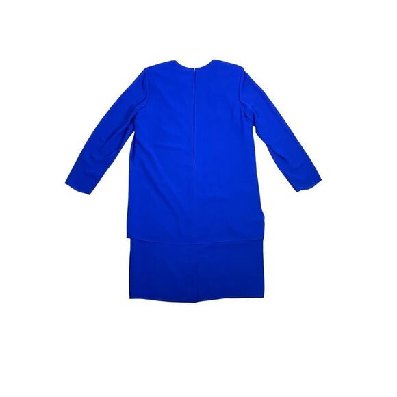 Virgo Blue Sheath Dress w Sheer Overlay, Floral  Embroidery & Sequins - Size 12 - Picture 4 of 10